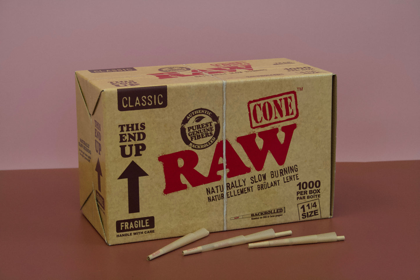 RAW Classic 1 1/4 Pre-Rolled Cones - Bulk Box of 1000