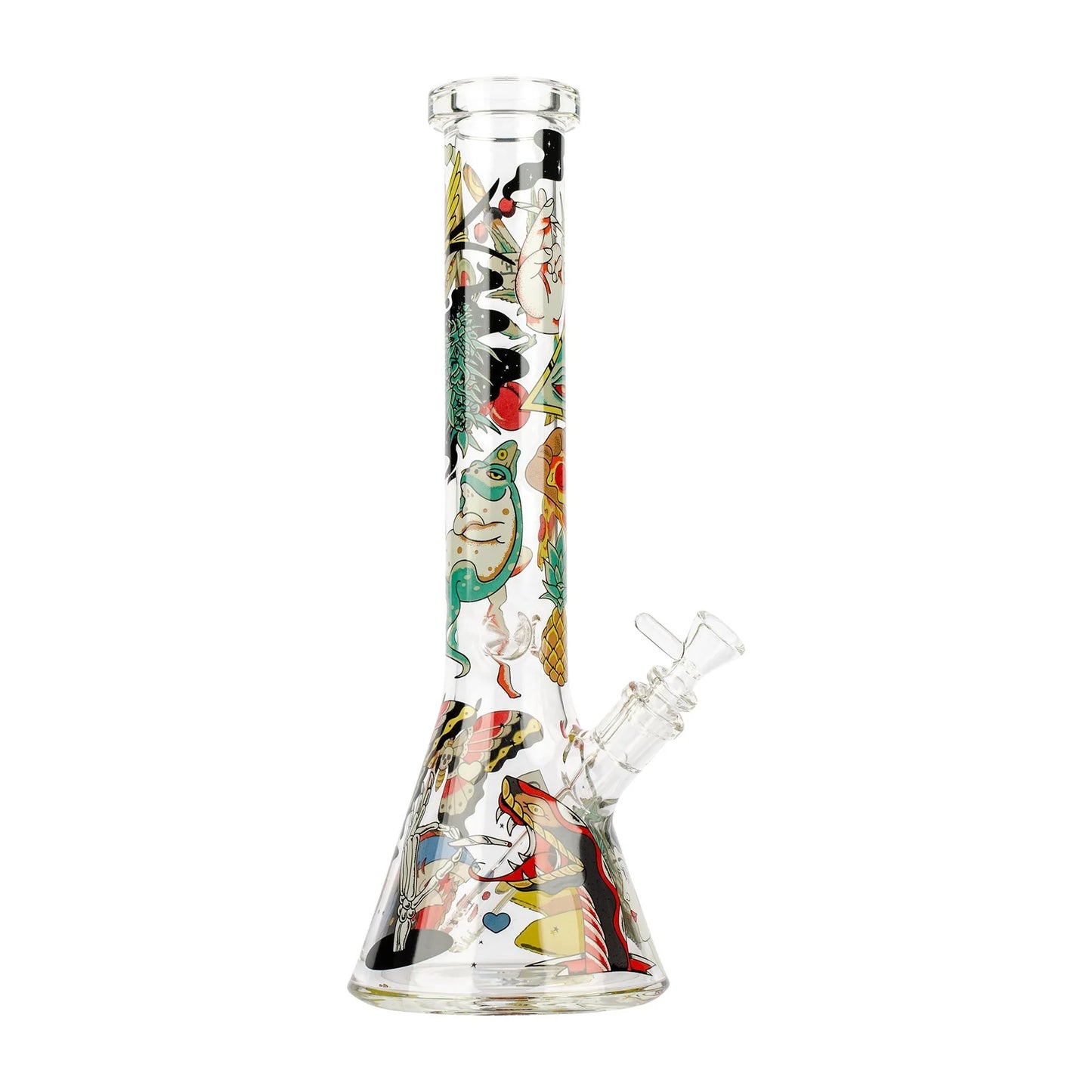 15" Tattoo Beaker Tube / Red Eye Glass