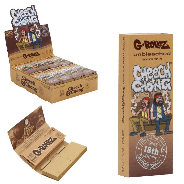 G-Rollz Cheech & Chong 'In da Chair' Unbleached 11/4 Rolling Papers + Tips