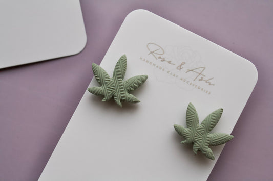 Green Clay Earrings / Rose & Ash - Weed Earrings / Rose & Ash