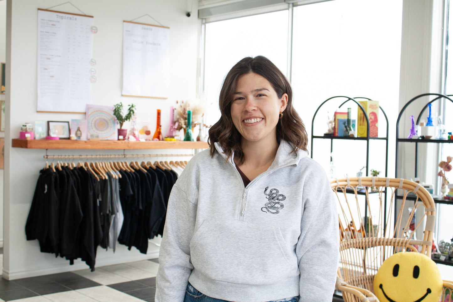 Prairie & Luna Cropped Quarter-Zip Skull Hoodie