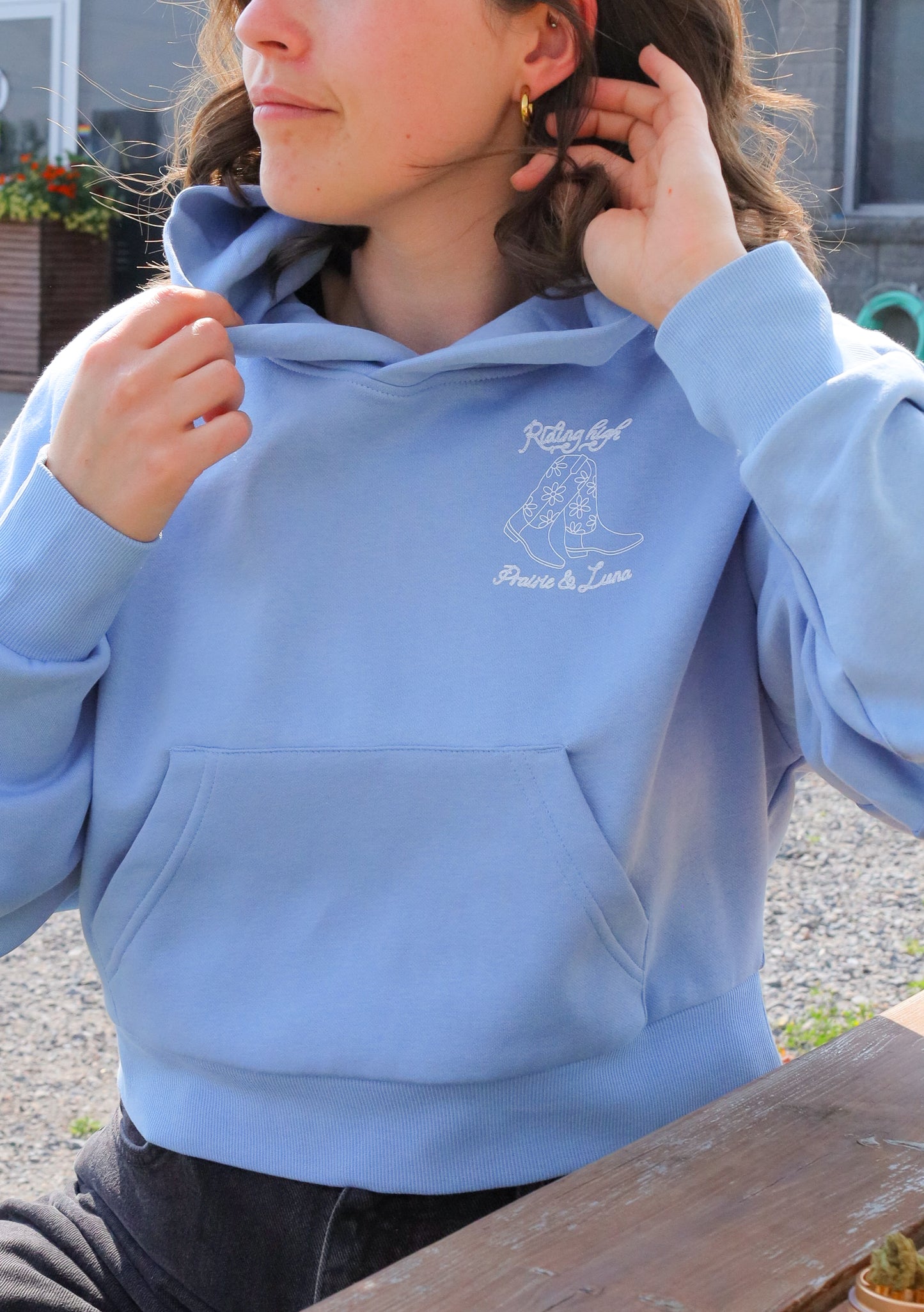 Riding High Cowboy Boots Cropped Hoodie | Prairie and Luna