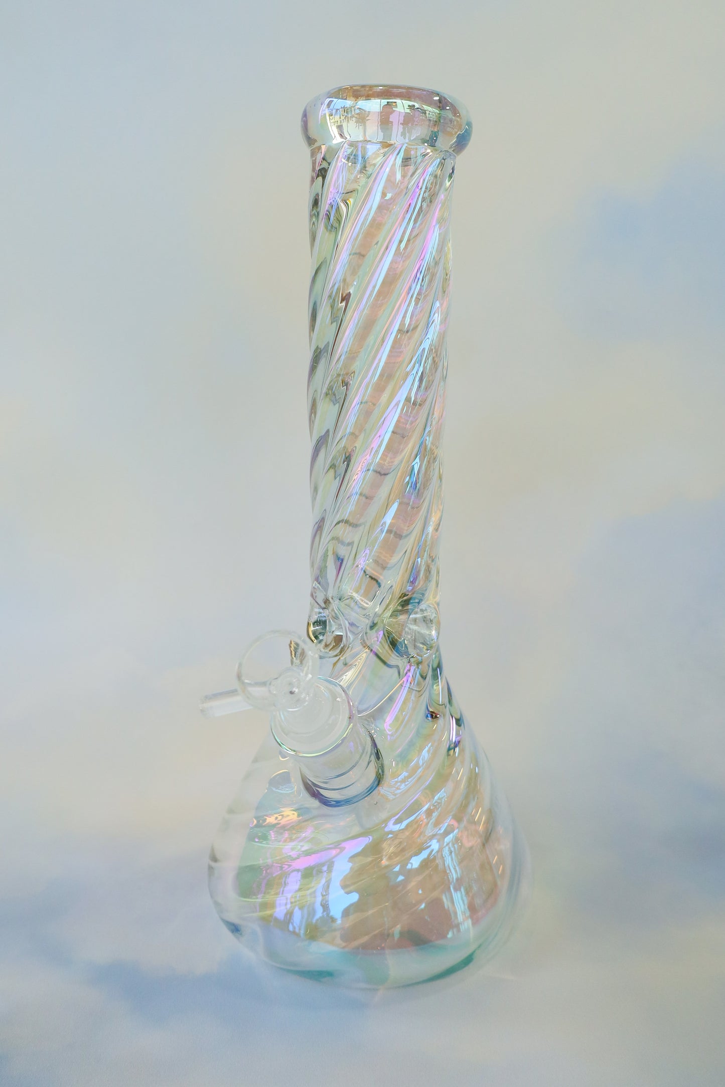Twisted Glass Iridescent Beaker Bong