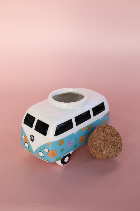Vintage Bus Ceramic Stash Jar / 5" Storage Container