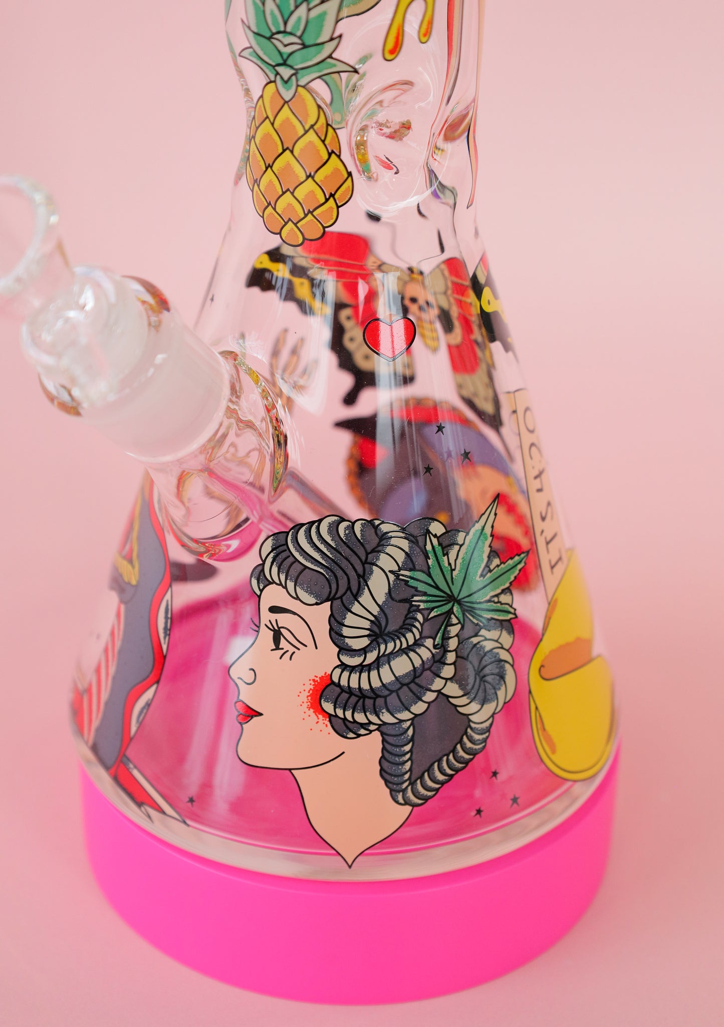 15" Tattoo Beaker Tube / Red Eye Glass