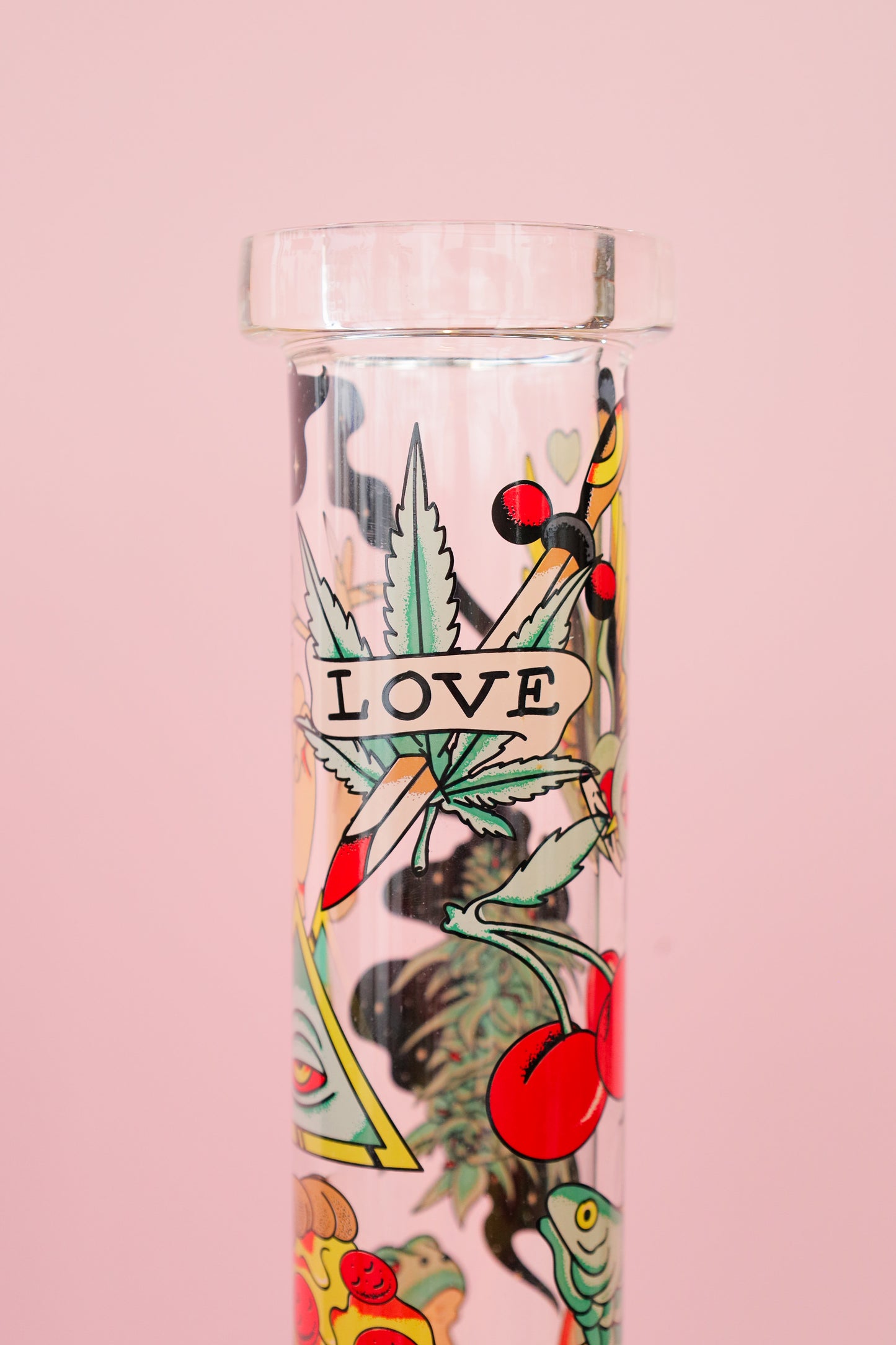 15" Tattoo Beaker Tube / Red Eye Glass