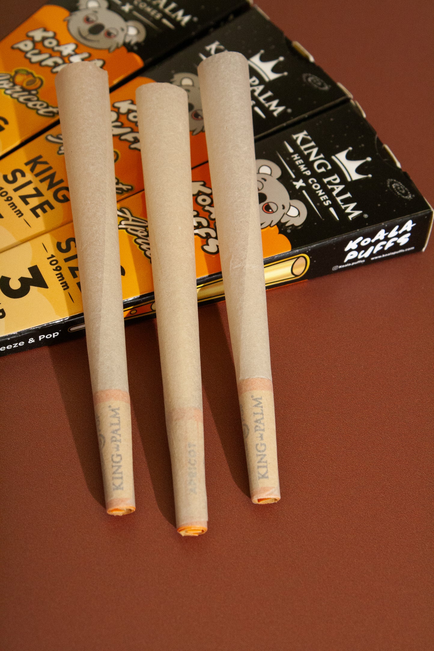 King Size Hemp cones Apricot (3 pack) - King Palm Koala Puffs