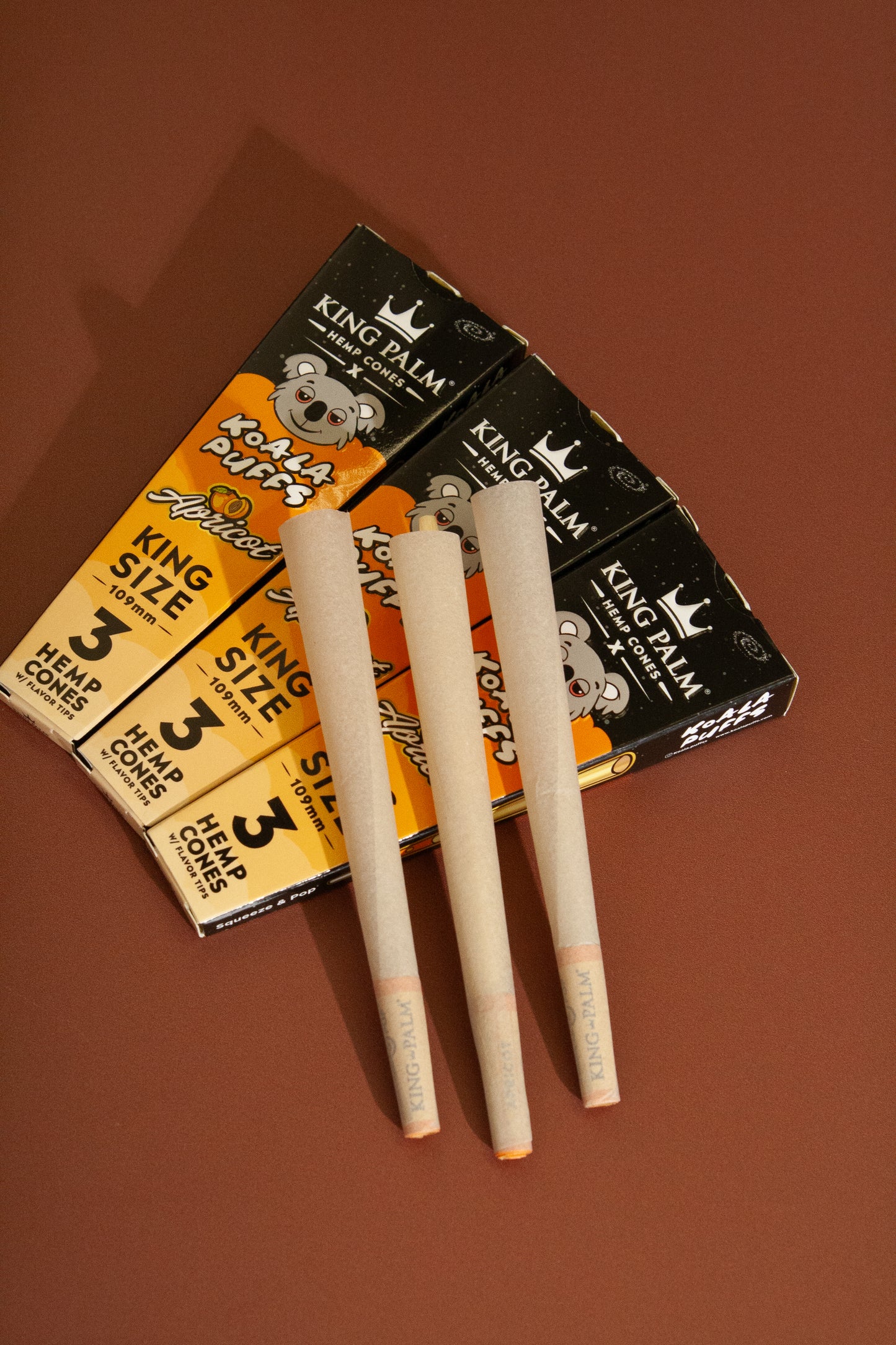 King Size Hemp cones Apricot (3 pack) - King Palm Koala Puffs