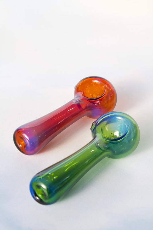 4.5" Spoon Pipe W/Built-In Ash Catcher & Screen / Red Eye Glass