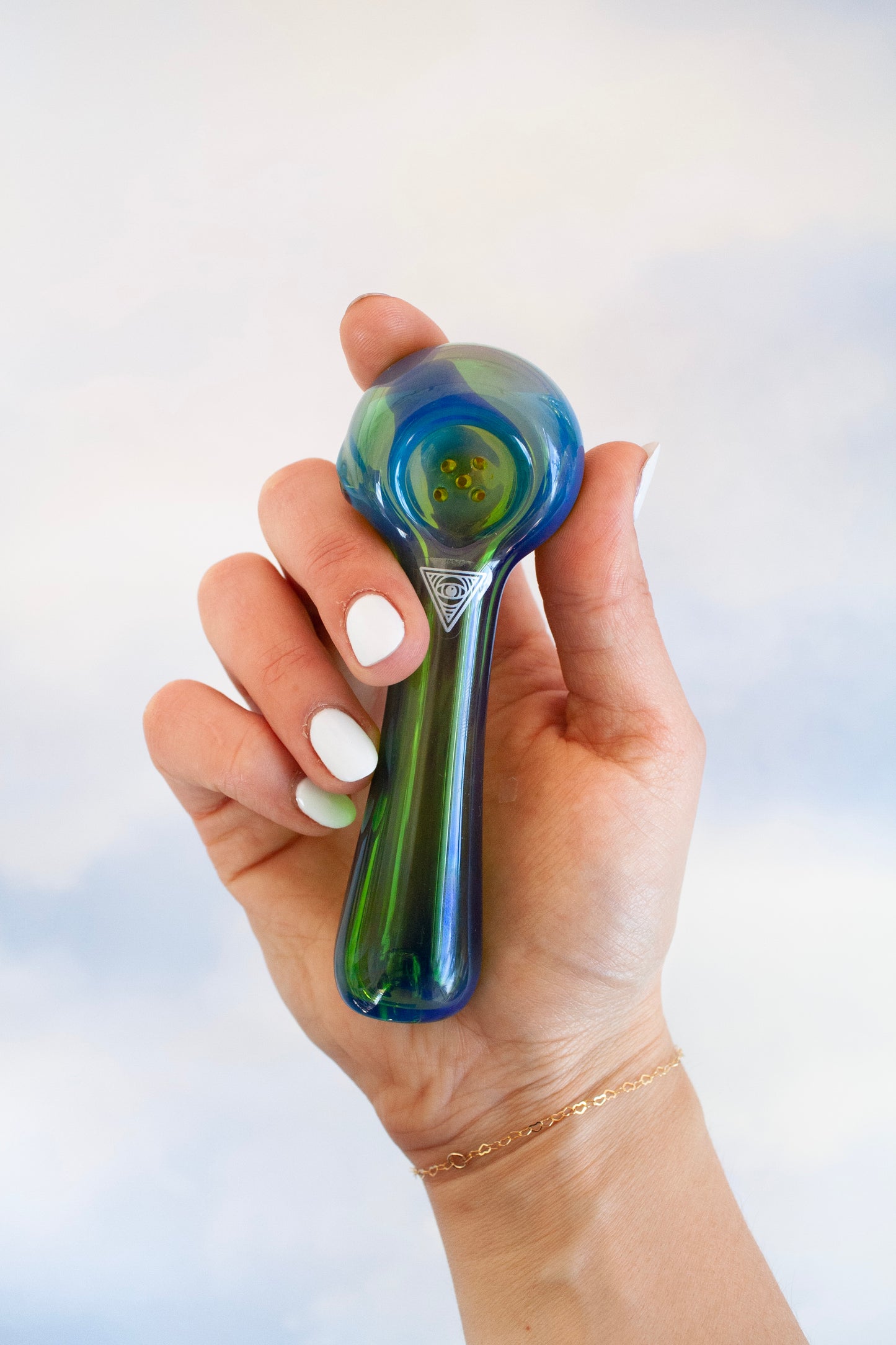 4.5" Spoon Pipe W/Built-In Ash Catcher & Screen / Red Eye Glass