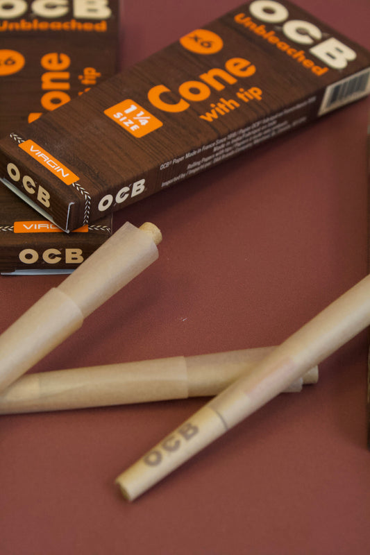 OCB  1 1/4 Virgin Unbleached Cones  6 pack