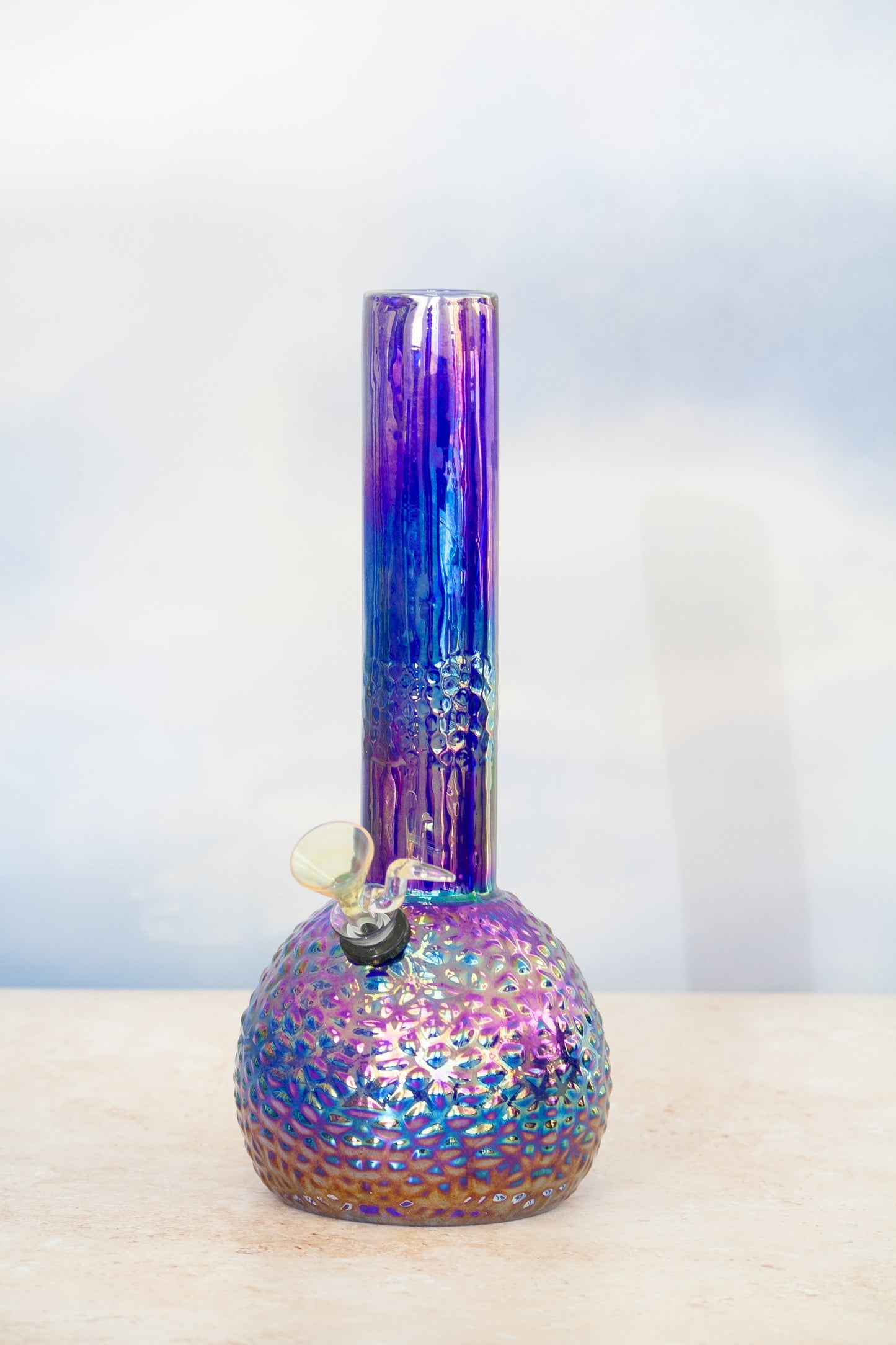 Platinum Metallic Hammered Bubble Base Bong (10") / Retro Glass