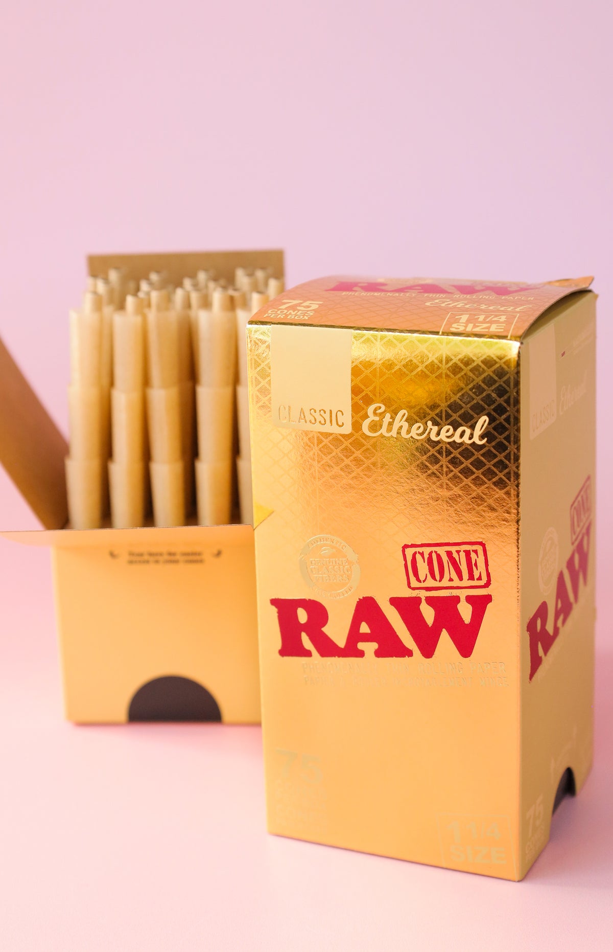 RAW Ethereal 1 1/4 Pre-Rolled Cones (75 Pack)