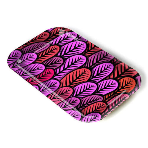 HMP Pink Leaf Metal Rolling Tray