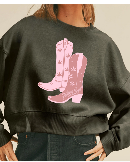Riding High (grey) Cropped Sweatshirt