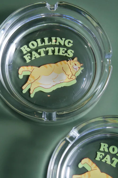 Rolling Fatties glass ashtray / Femfetti