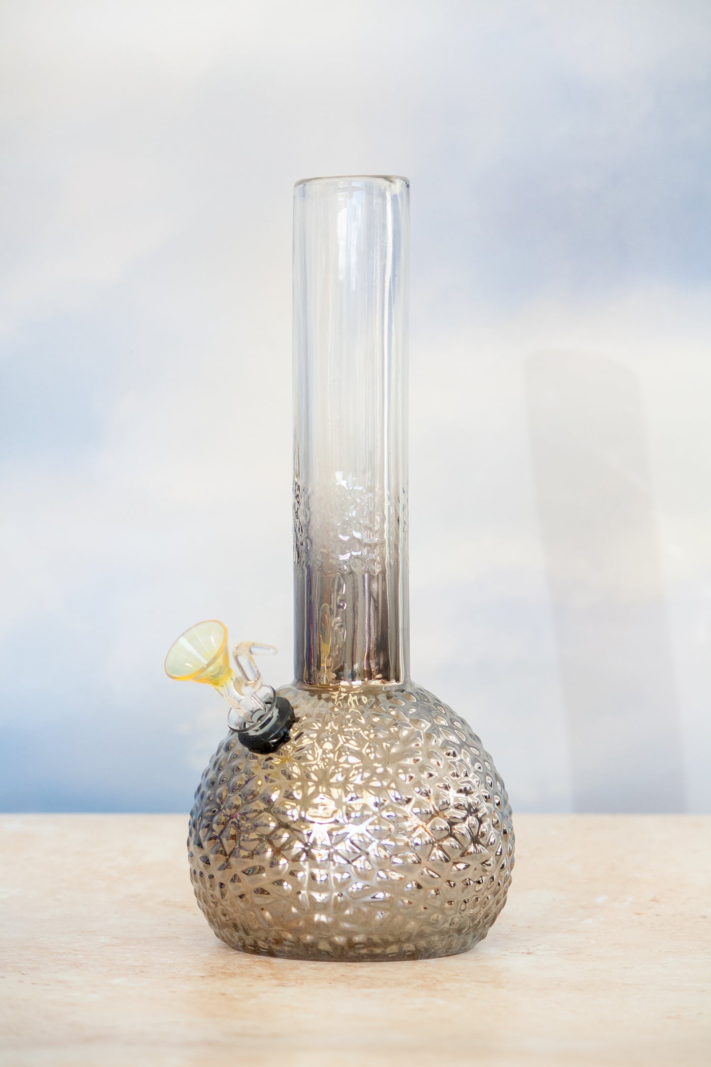 Platinum Metallic Hammered Bubble Base Bong (10") / Retro Glass