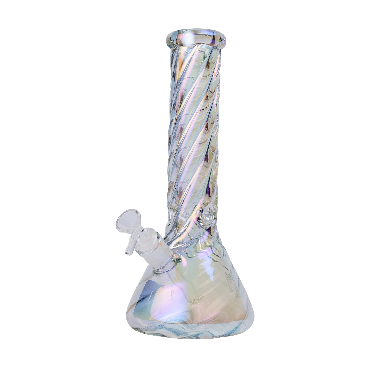 Twisted Glass Iridescent Beaker Bong