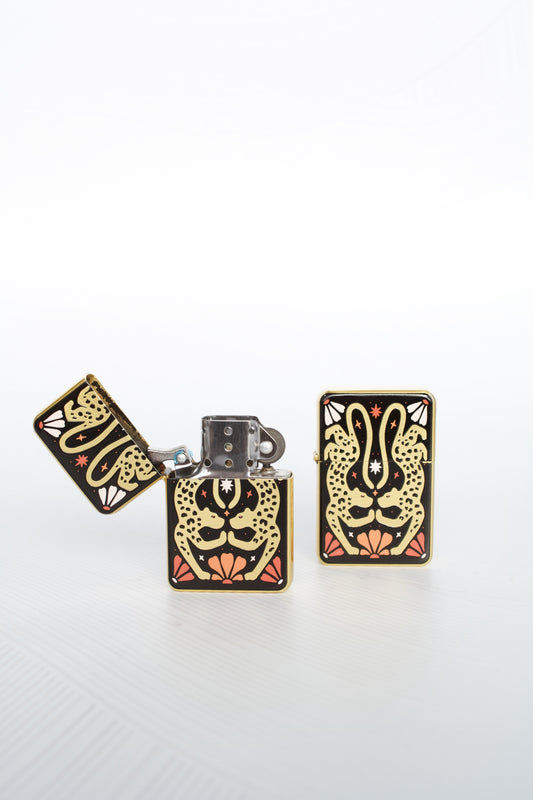 Twin Leopards Flip Top Lighter - Flora and Nirvana